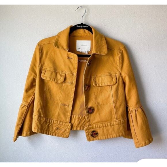 ANTHROPOLOGIE NORA flutter sleeve trucker jacket size Small - Picture 5 of 11